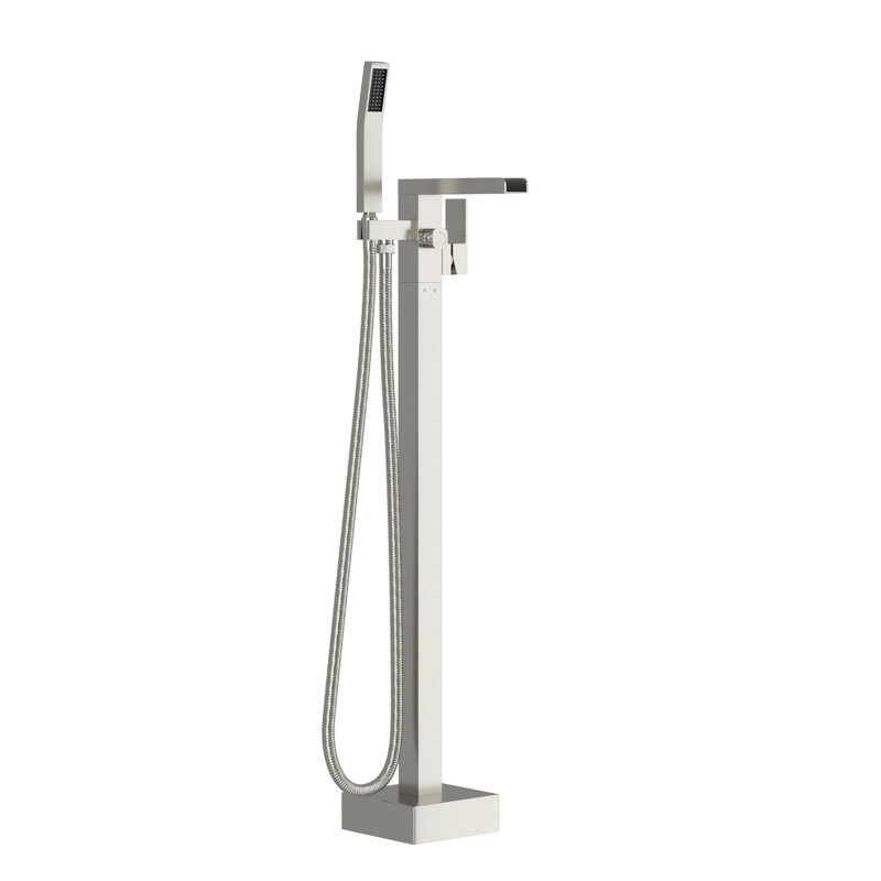 Waterfall Tub Faucet, Freestanding With Hand Shower, 360 Swivel, Heavy - Duty Brass, Brushed Nickel Finish Faucet For Bathtub, Rotatable Spout And Design