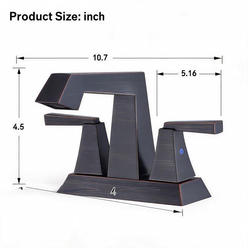 Robinet de lavabo de salle de bain central en métal huilé 4 pouces à 4 poignées avec bonde escamotable et conduites d'alimentation
