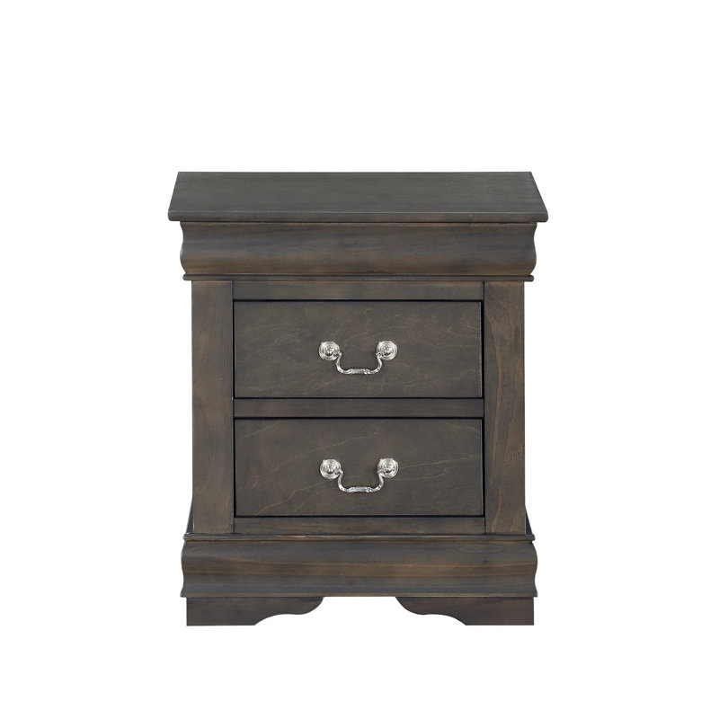 Table de chevet 2 tiroirs gris foncé