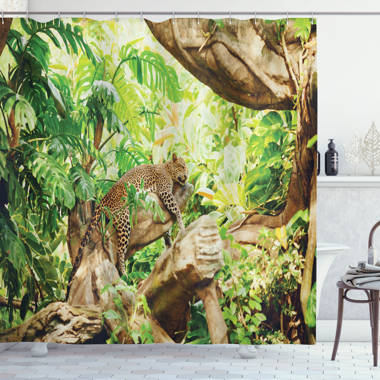 Safari Shower Curtain Set + Hooks East Urban Home Size: 84 H x 69 W