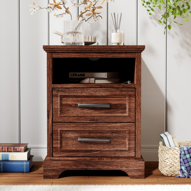 45.8cm W Manufactured Wood Bedside Table, Brown