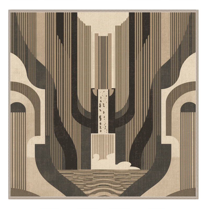 Tapis art déco lavable à la machine Panameno - beige, 3' Square