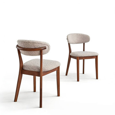  2Pcs Upholstered Wood Dining Chair, Cherry Color