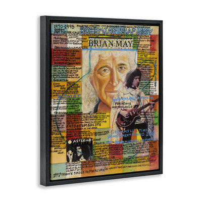 Brian May Collage Black Framed Floater Canvas Wall Art by Sabin