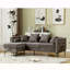 Canapé modulaire en L avec repose-pieds convertible avec rangement, revêtement en chenille, accoudoirs carrés, conception moderne capitonnée et garniture cloutée en gris foncé-822919047