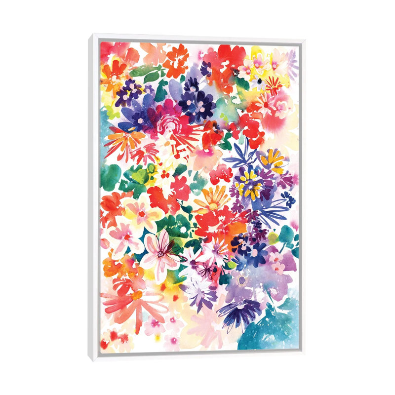 Garden in Bloom by CreativeIngrid - Painting Print on Canvas, White Framed, 66.04 cm H x 45.72 cm W