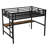 Metal  Loft Bed  with Power Outlet and LED Lighted, Space-Saving, Noise Reduced, Black-2121585903