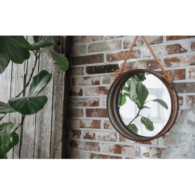 Miroir mural avec corde industriel vieilli Wray