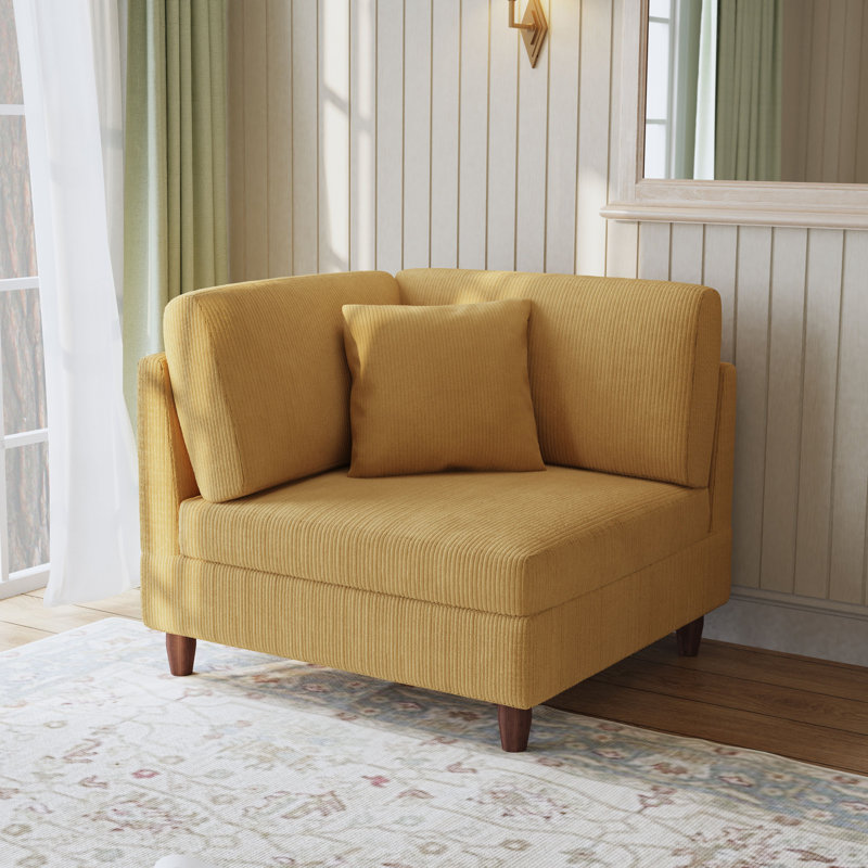 Seemab 102.1Cm Wide Corner Wedge, Orange Corduroy