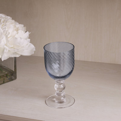GLASS French Swirl Wine Set of 4 (Blue) 8 fl oz