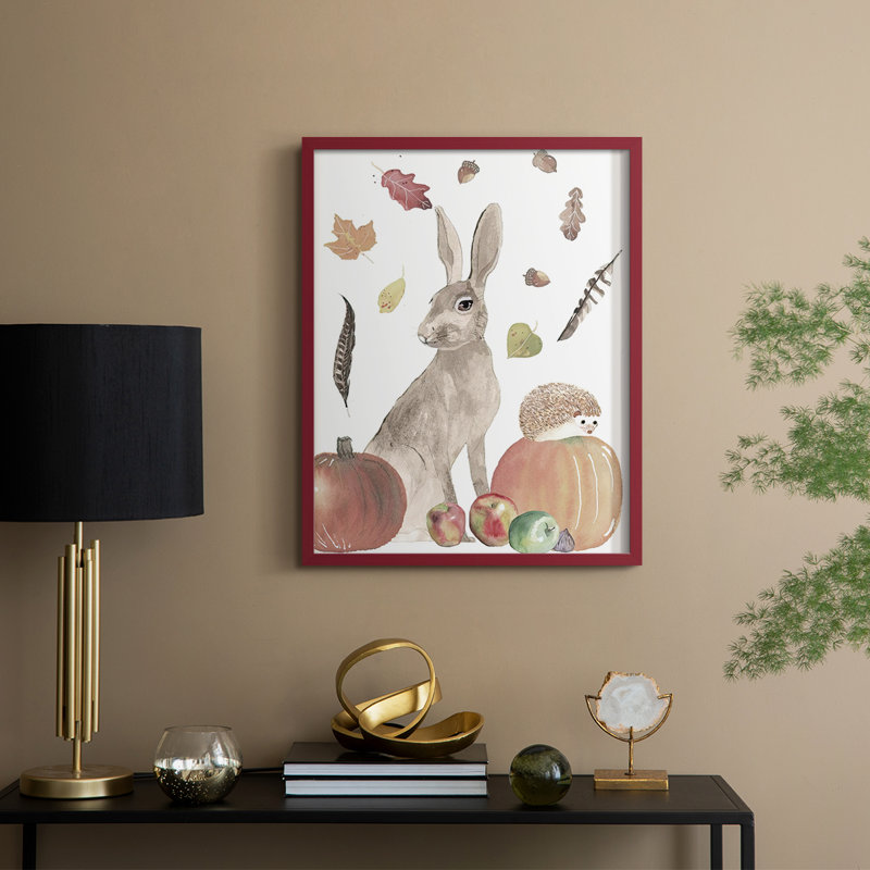 «CuteAutumnForest II», reproduction encadrée - bois massif, H 15 po x l 12 po, Rouge