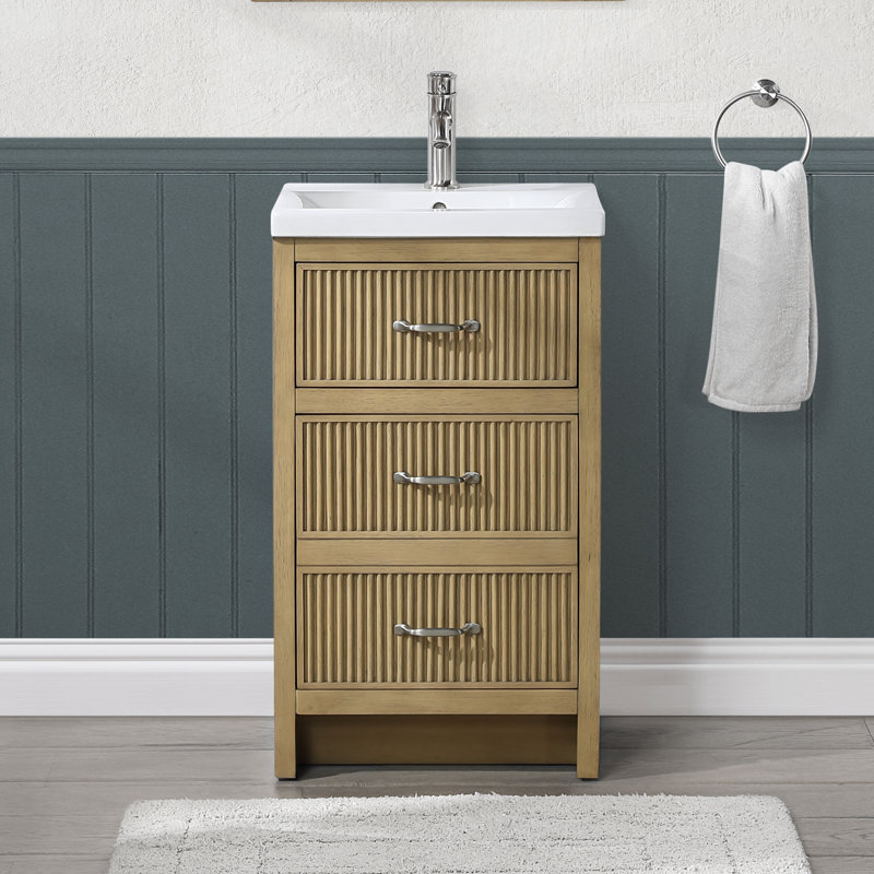 Bianca 20 In. W X 16 In. D X 35 In. H Single Sink Bath Vanity In Light Oak Finish With White Ceramic Top