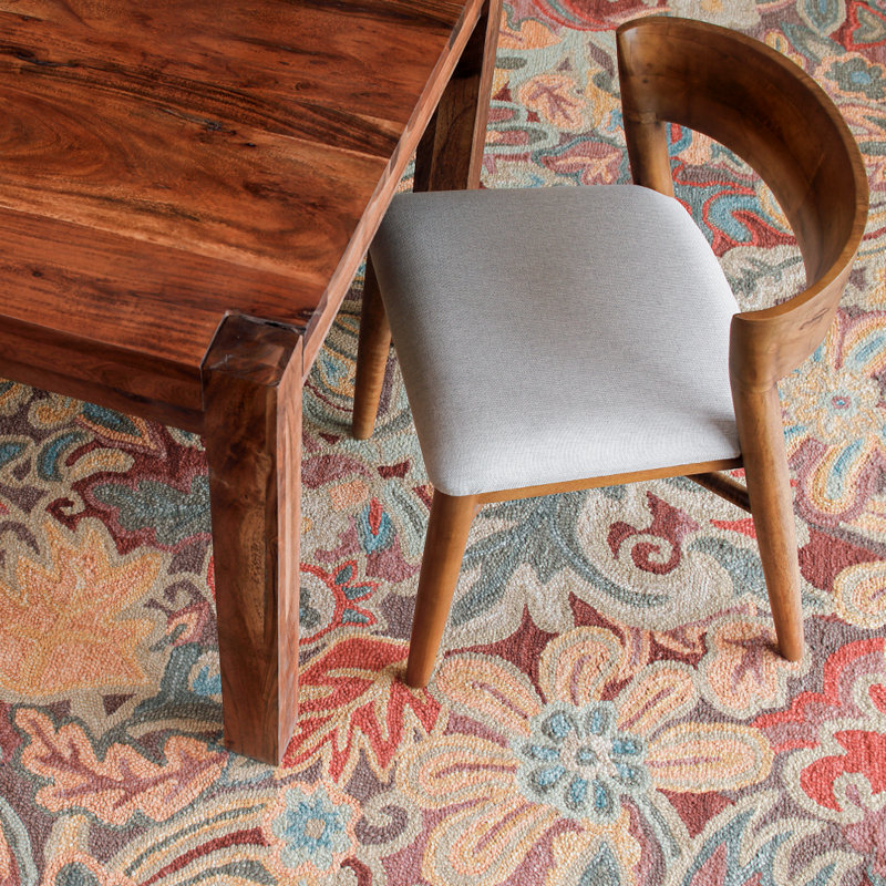 Floral Tapestry Hand-Tufted Wool Brown/Red/Spice Rug, Rectangle 2' x 3'