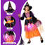Déguisement de sorcière pour l'Halloween, robe de sorcière lumineuse et scintillante pour enfants, idéal pour une fête costumée féerique.