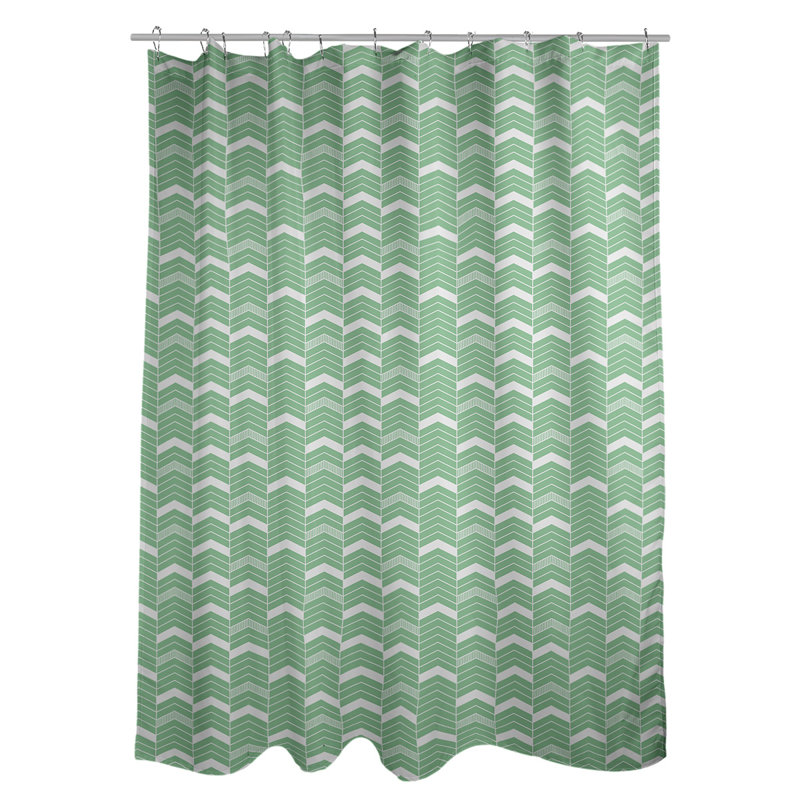 Rideau de douche simple à chevrons, Vert / blanc
