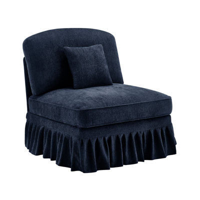 Armless Sofa Chenille W/1 Pillow -Blue