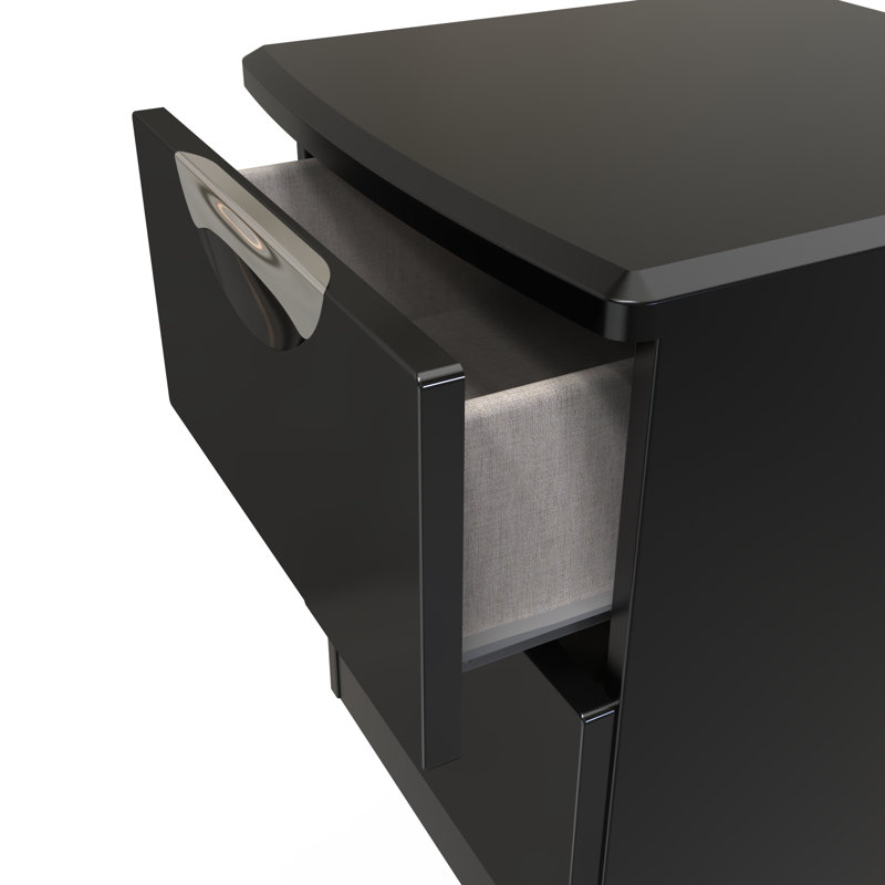 Fully Assembled Lebay 2 DrawerÂ Bedside Table, Black, Black