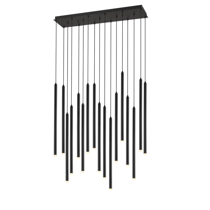 Luminaire suspendu cylindrique 17 lumières, Noir