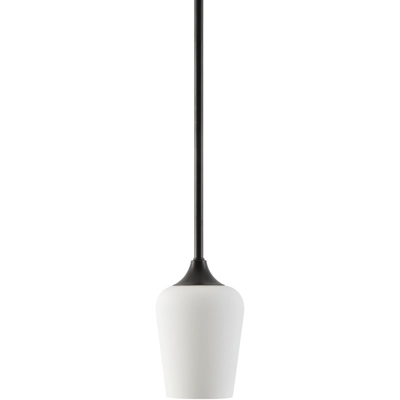 Yueva Pendant, White, Matte Black, 7" H x 5" W x 5" D