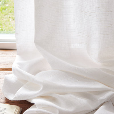 Linen Blend Extra Wide Curtain for Living Room, Rustic Farmhouse Light Filtering Room Divider, Single Panel for Bedroom Windows