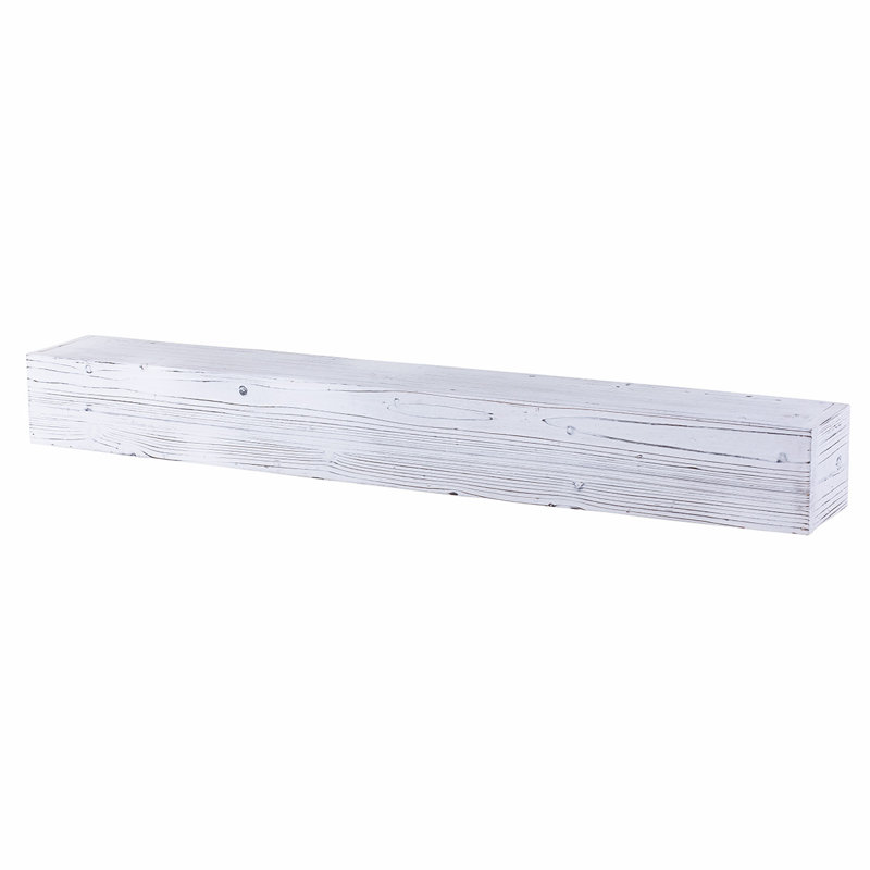 Tablette de manteau de cheminée patinée, Blanc rustique, 72 po, 6.25"