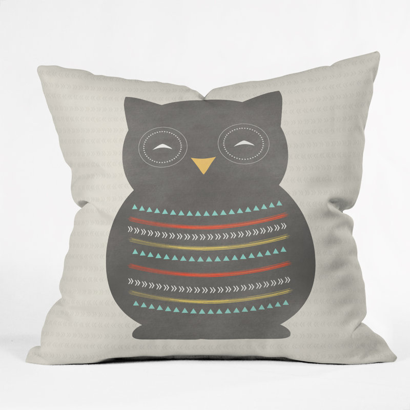 Coussin décoratif intérieur/extérieur allyson johnson native hibou, 16 po x 1 po