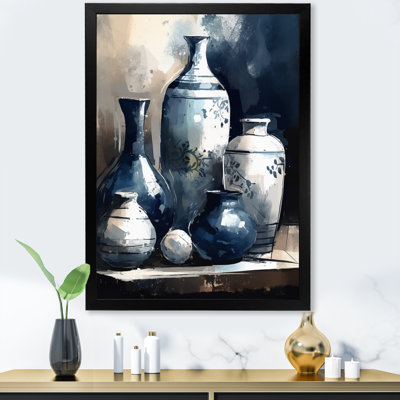 Kapria " Blue And Cream Bohemian Vibes Pottery V "
