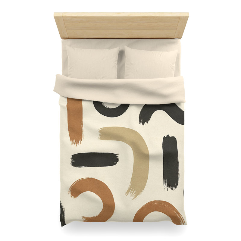 Microfiber Duvet Cover Boho Style, Design 71, Twin XL Duvet Cover, Cream