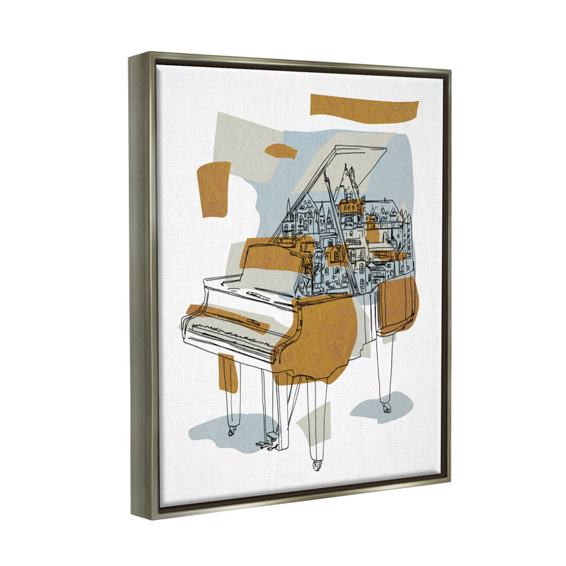 «Urban Town», art de la giclée au piano par Melissa Wang, H 31 po x l 25 po x P 1,7 po, Cadre flottant gris lustré