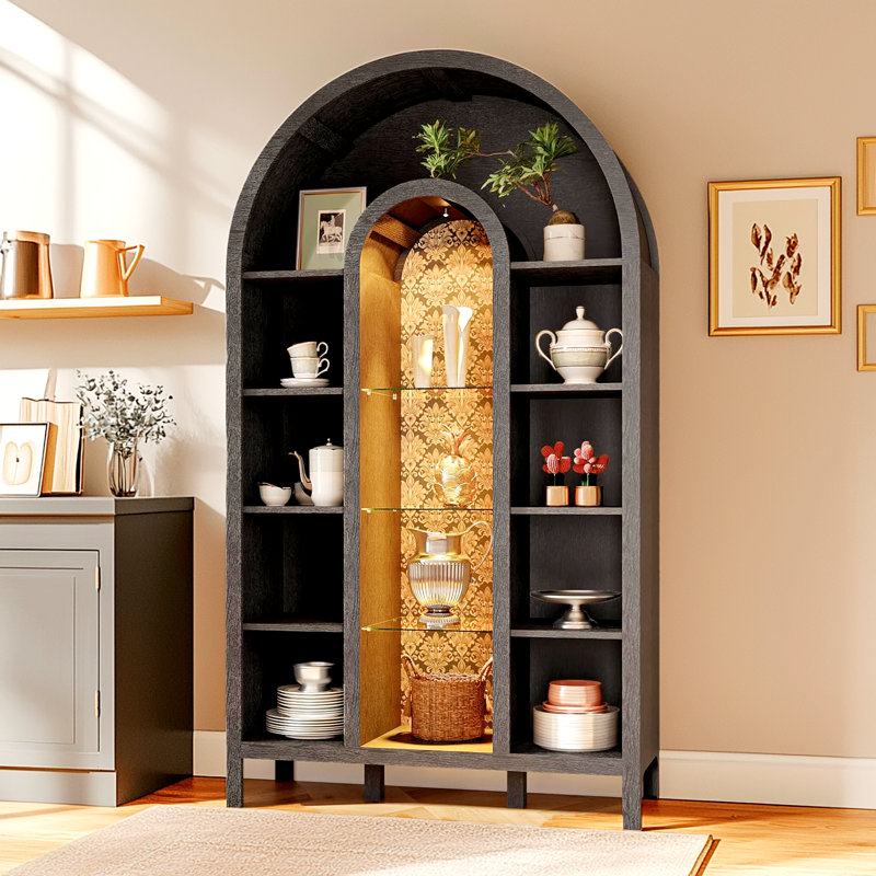 Black Bar Cabinet with LED Light