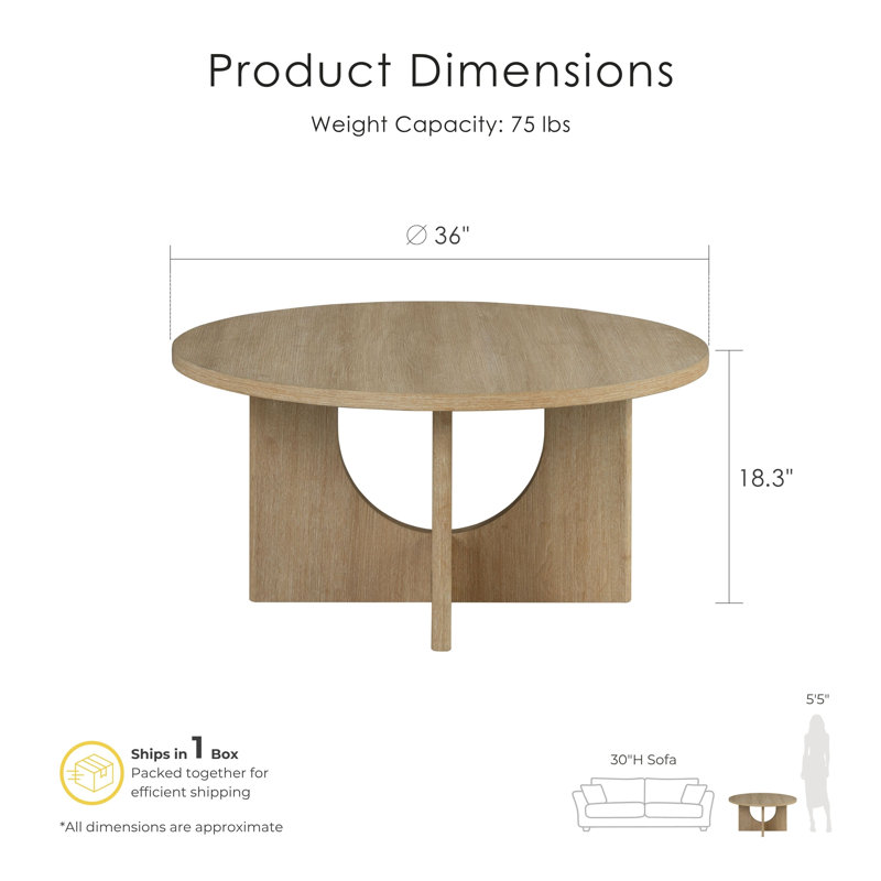 Horry 3-Piece Round Coffee Table Set, Brown