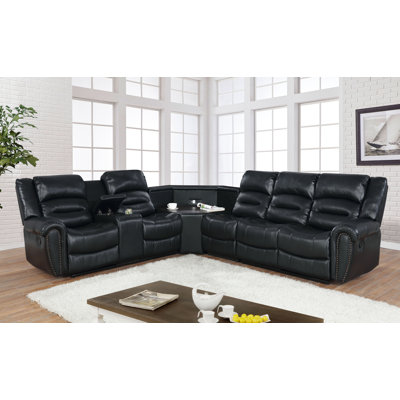 Abdikarin Faux Leather Reclining Curved Sectional Symmetrical