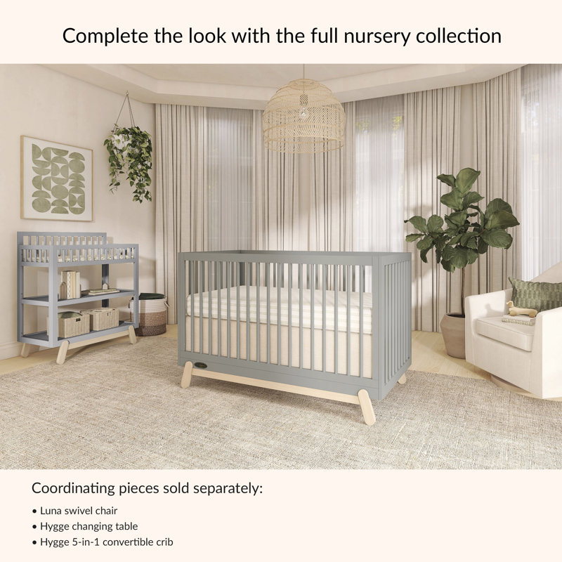 Dream On Me Hygge 5-in-1 Convertible Crib, Sea Grass/Vintage Oak