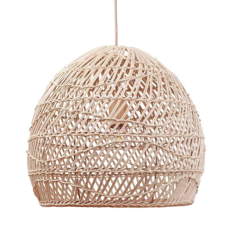 Santana Rattan Pendant Light - Natural Dome 1-Light Polished Handwoven Adjustable Light Fixture For Kitchen, Dining Room or Living Room in Modern, Country, Farmhouse & Boho Style