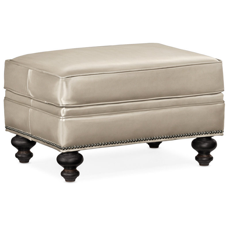 West Ottoman, Gunmetal, Plantation, Aline Light Gray Stonewash Genuine Leather