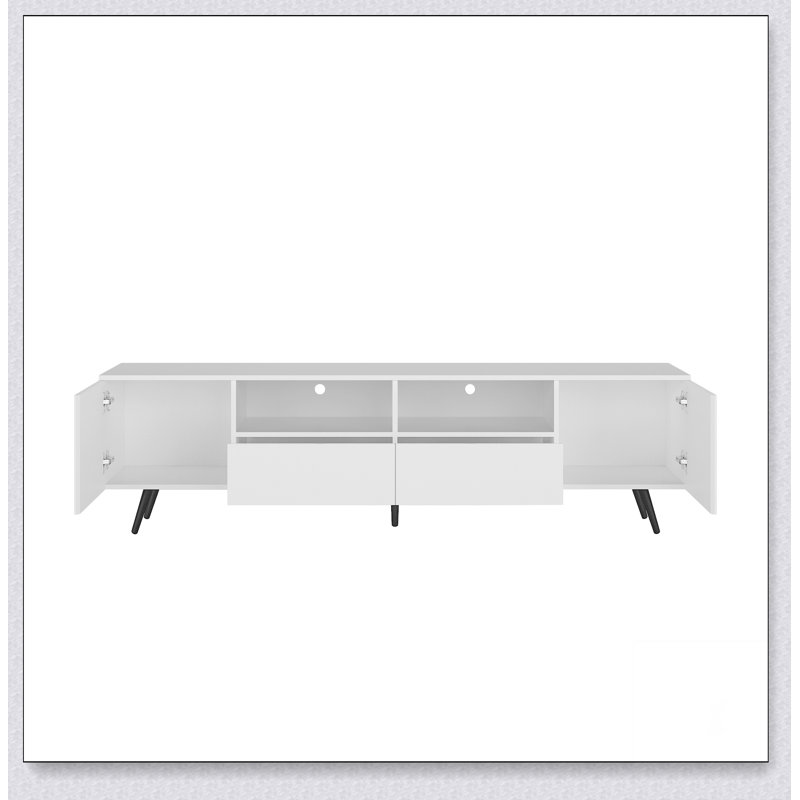 Meuble télé moderne, meuble télé à DEL avec télécommande, Blanc