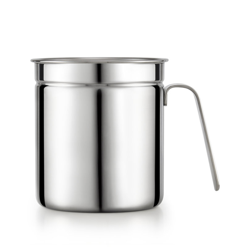 Cook N Home Bacon Grease Container With Strainer, Stainless Steel Oil Grease Storage Can 2.5 Quart, Pot Fat Storage With Lid, Easy Grip Handle Suitable For Storing Frying Oil And Cooking Grease 