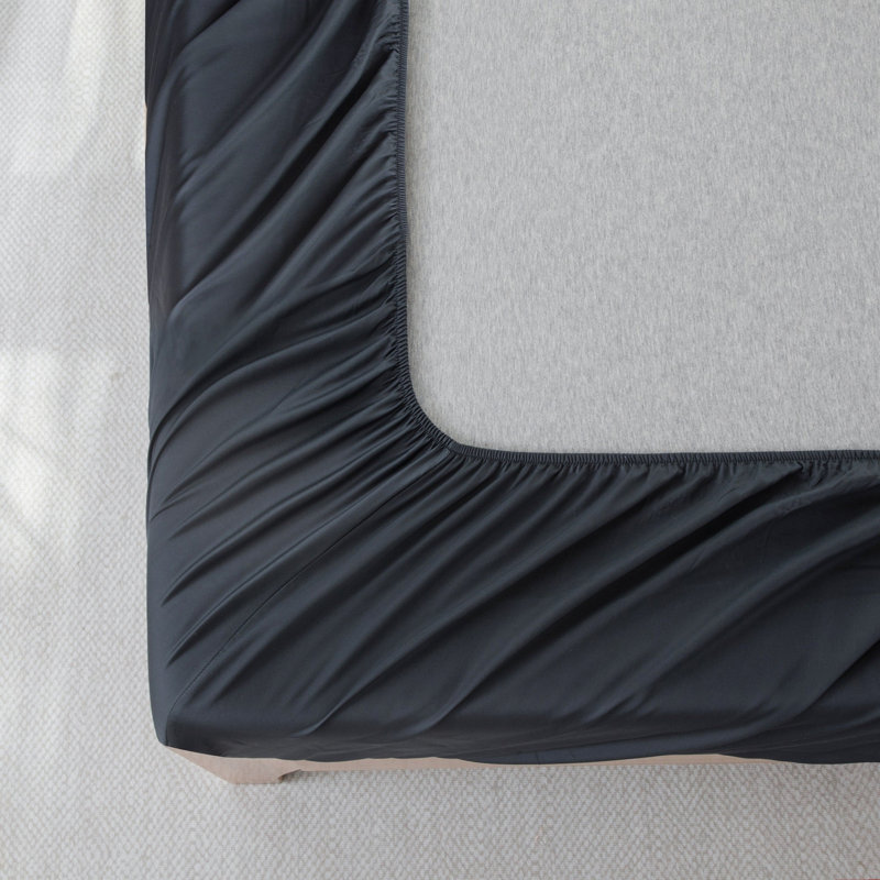 Ensemble de draps en rayonne de bambou 400TC, Grand lit, Gris anthracite