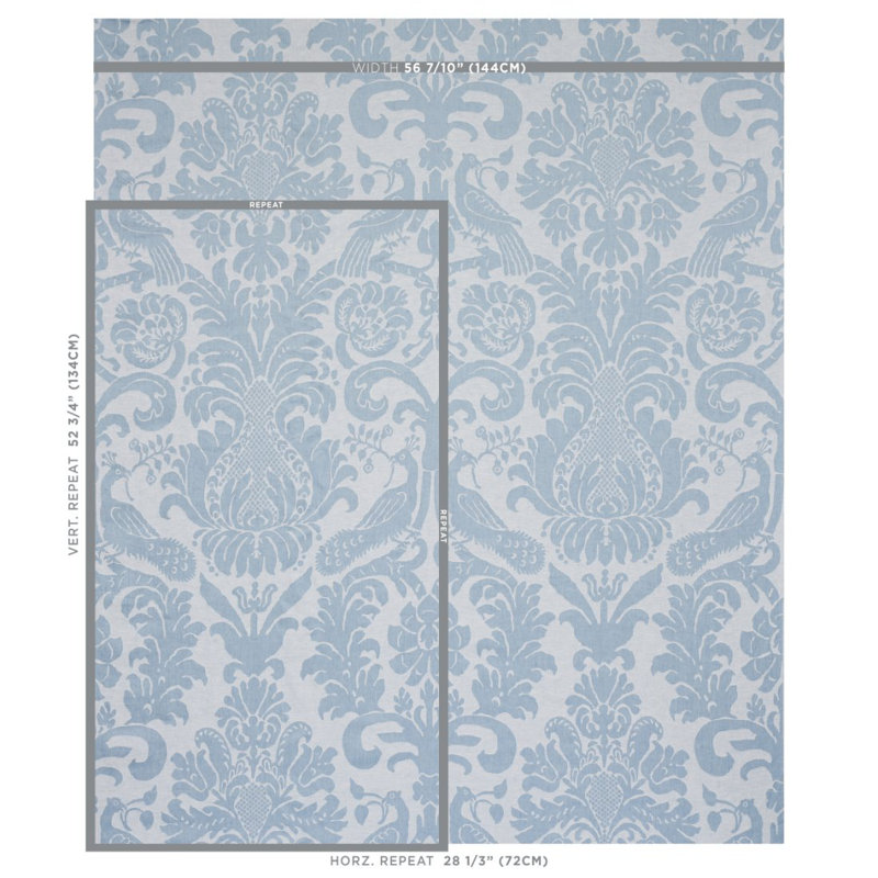 Tissu damassé Anna, Bleu pâle