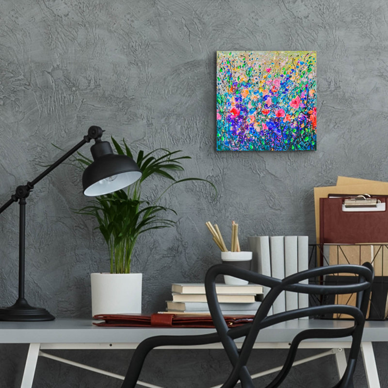 «Colorful Flowers» par Lena Owens, art mural en verre acrylique, H 12 po x l 12 po x P 0,13 po