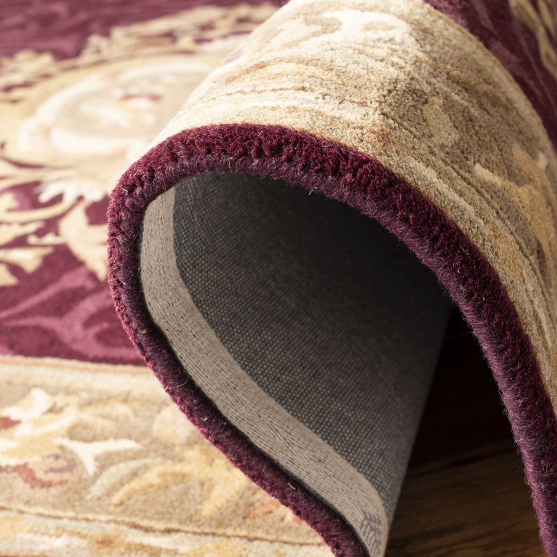Tapis de zone rouge foncé en laine touffeté fait main oriental Bedgood, Rectangle 7 pi 6 po x 9 pi 6 po