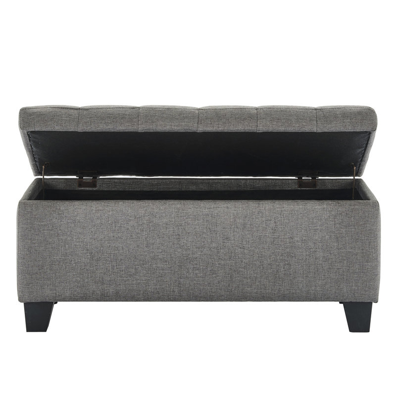 Upholstered Ottoman, Polyester Blend Gray