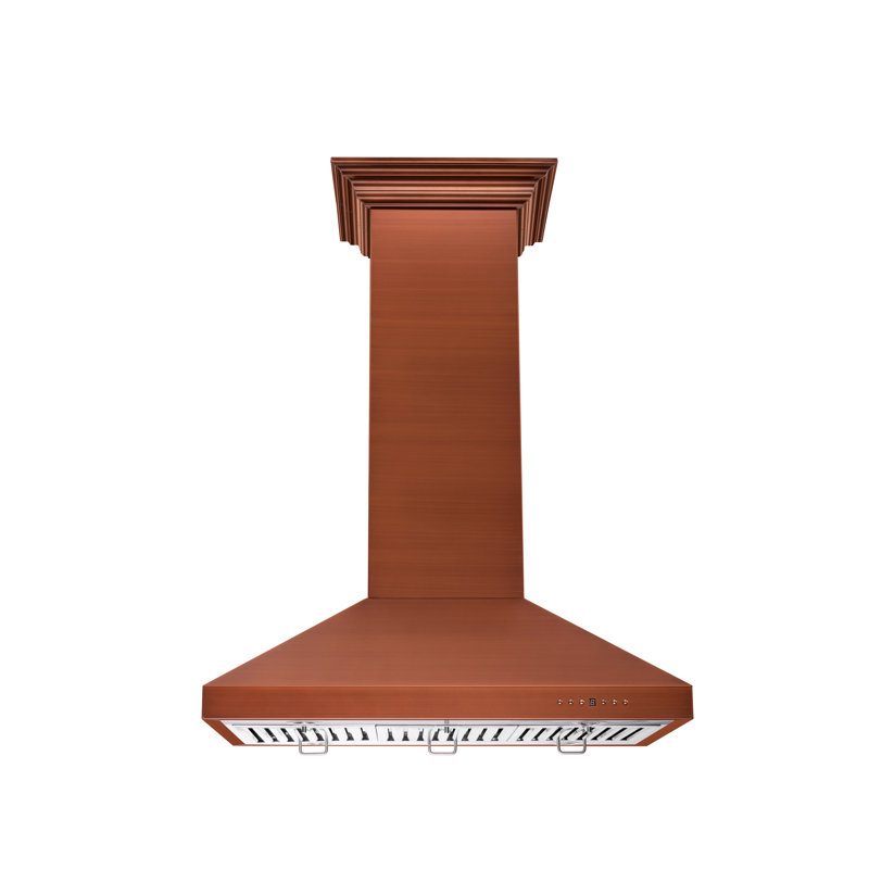 ZLINE 36 In. Designer Series Convertible Vent Island Mount Range Hood, Copper