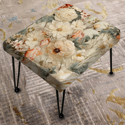 Beige Vintage Country House Flower Harmony II - Patchwork Rectangle Ottoman