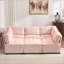 Canapé modulaire 6 places modulaire en U avec méridienne réversible, velours côtelé rose | Salon-1723640817