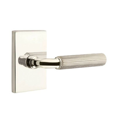 Select Passage Interior Mortise w/ Modern Rectangular Rosette & R-Bar Stem, Str. Knurled Lever