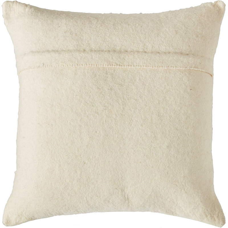 Hand Felted Wool Pillow - Cream 3D Flower on Cream, 20", Pillow Cover Only - No Insert