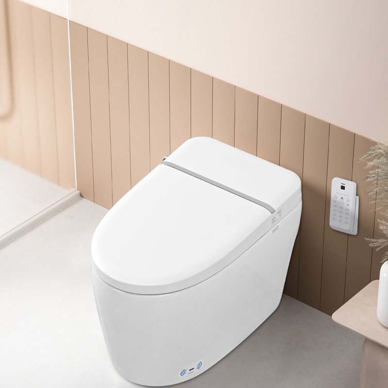 Ceramic Smart Toilet Bidet With Foot Sensor, Heated Seat, Night , Nozzle Self, Silent Slow Down, Soft Close Sensor Flip Self-Cleaning Nozzle, Off Flush,