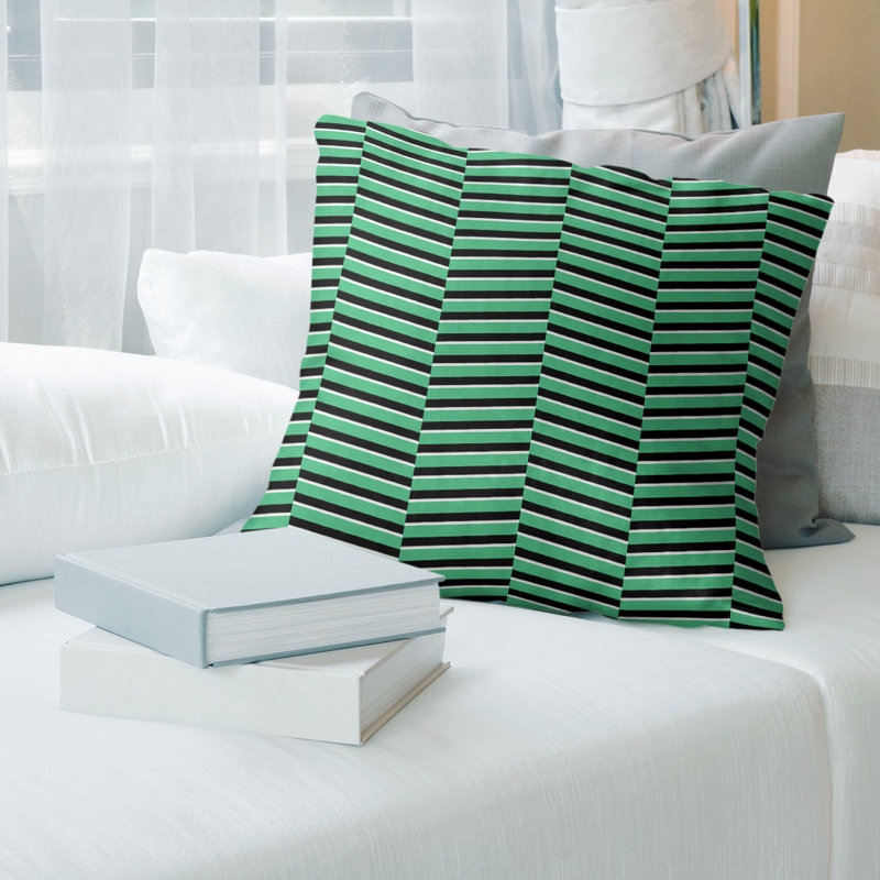 Coussin Fractured Stripes, H 14 po x l 14 po, Duvet synthétique, Vert