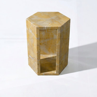 Hexagonal Side Table with Polished Finish for Elegant Home Decor